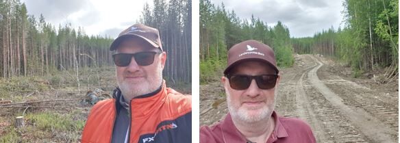 Anders Nilsson visar sin nya skogsbilväg före och efter